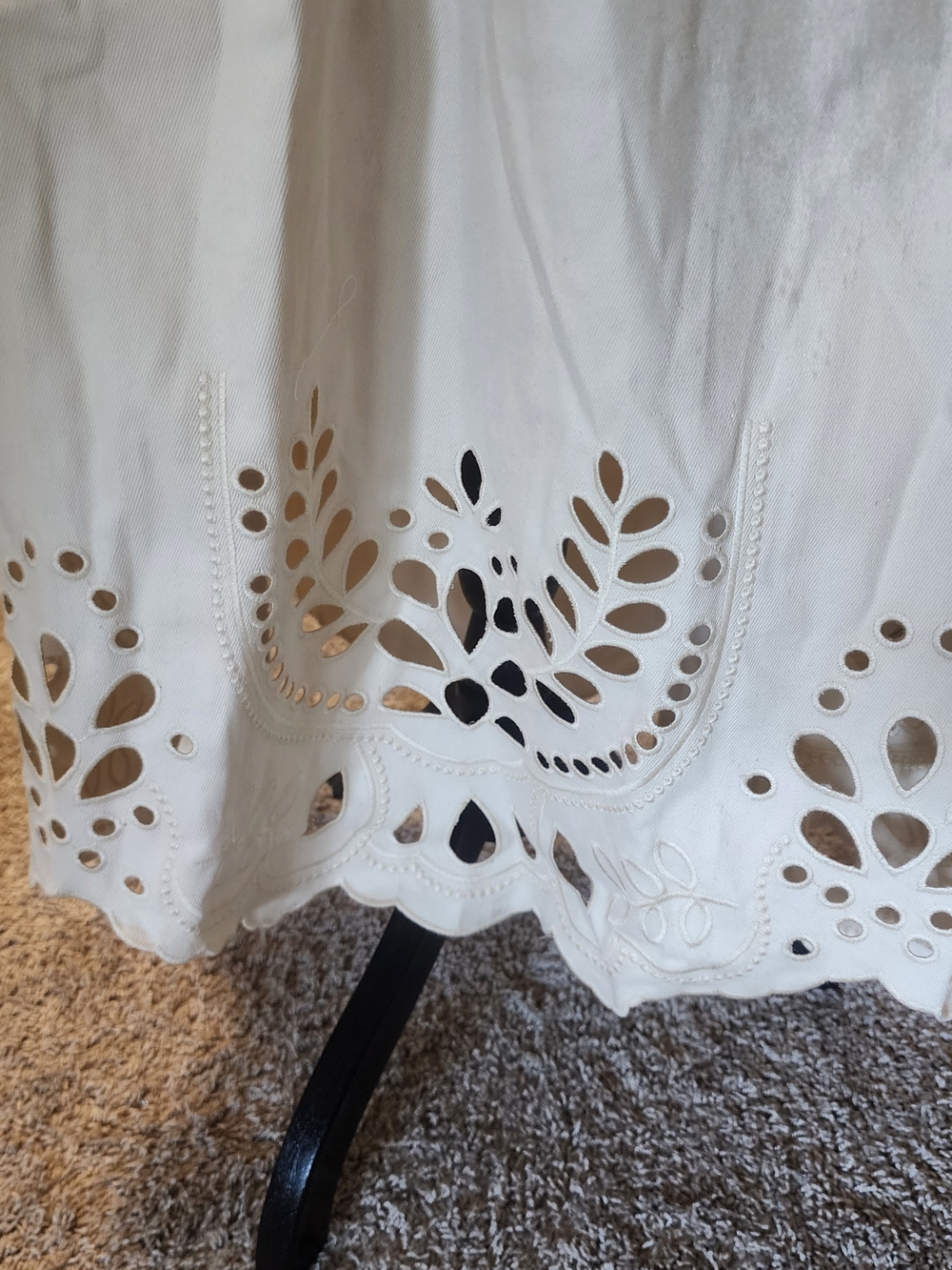 Classic Cream Eyelet Midi Dress with Adjustable Straps NWOT - Picture 2 of 6